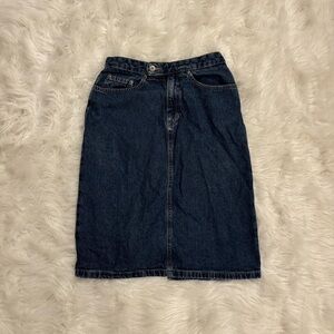 Liz Claiborne Dark Blue Denim Midi Skirt